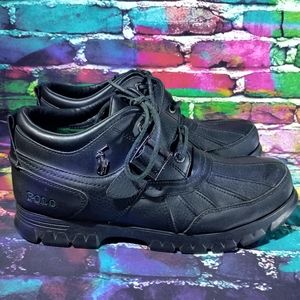 Polo Ralph Lauren Dover III Black Leather Hiking Duck Boots Shoes Mens Size 11.5